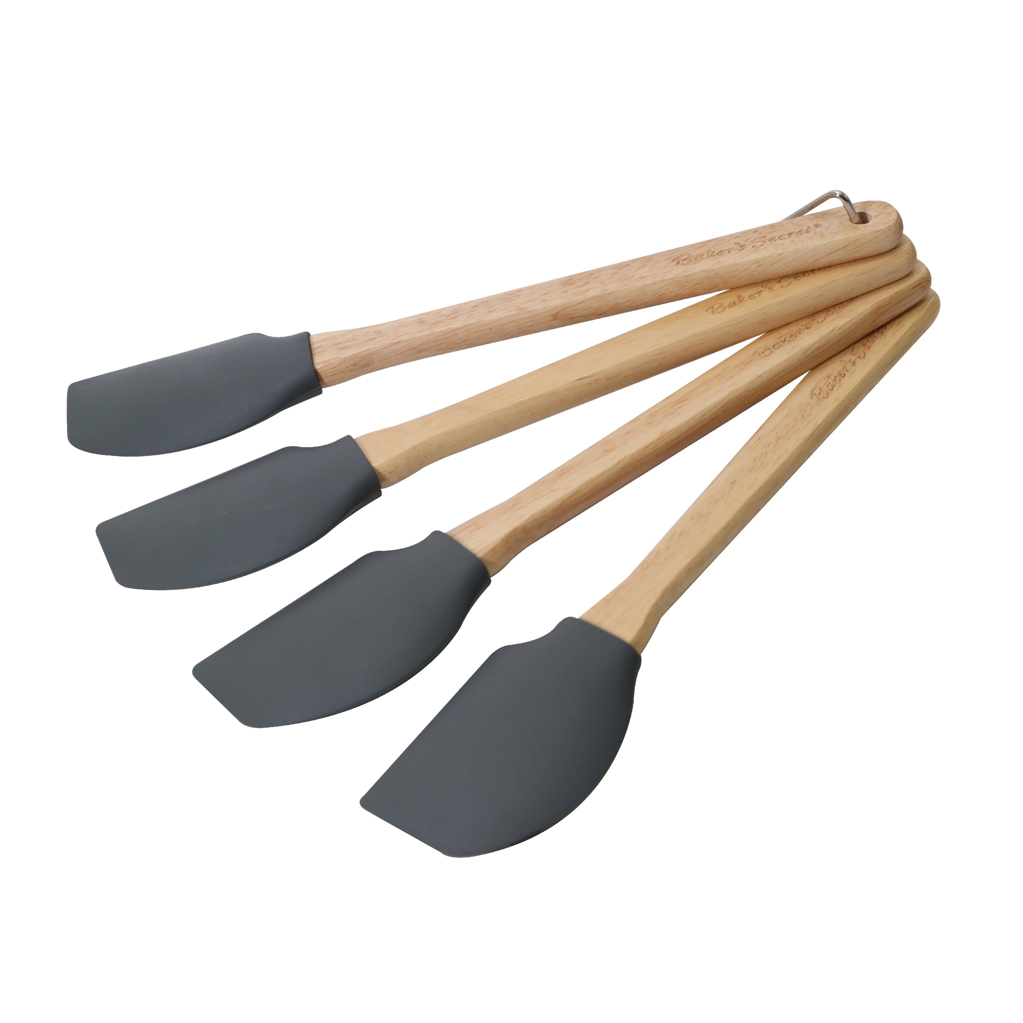 12" Silicone Spatula Set of 4 Grey Cookware Accessories - Baker's Secret