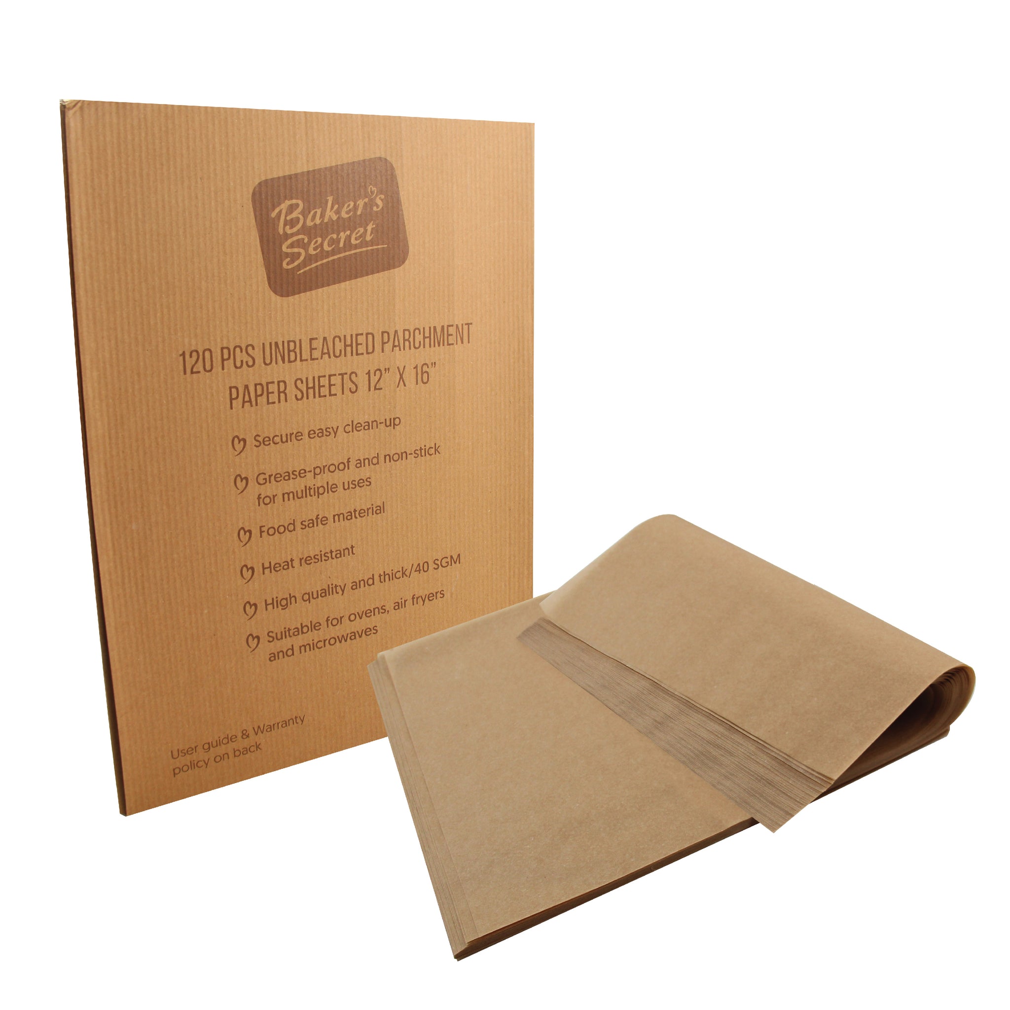 Non-stick Parchment Papers - Unbleached 12"x16" Rectangular Baking Mats & Liners - Baker's Secret