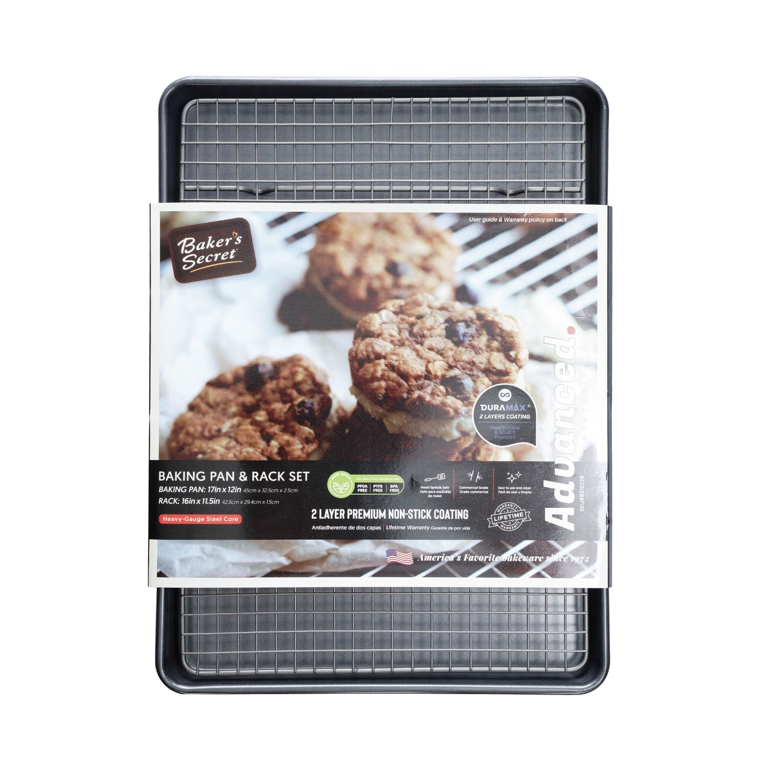 Baker's Secret Non-stick Cookie Sheet 19 Baking Area 17, Optimum Non-Stick  Performance Carbon Steel 