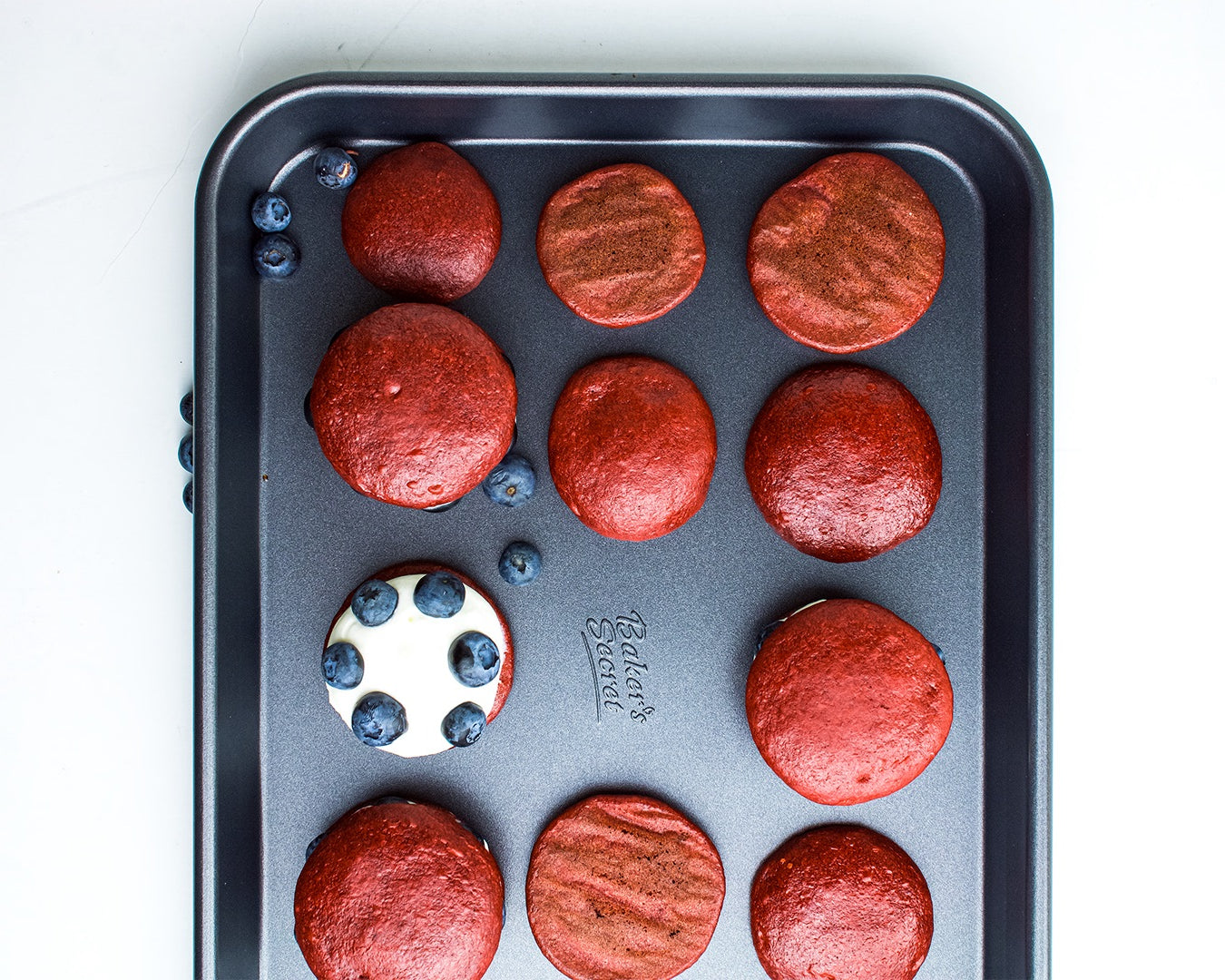 Red Velvet Whoopie Pie with Blueberries