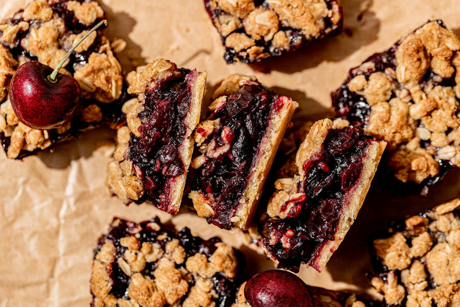Cherry pie bars with oat crumble topping