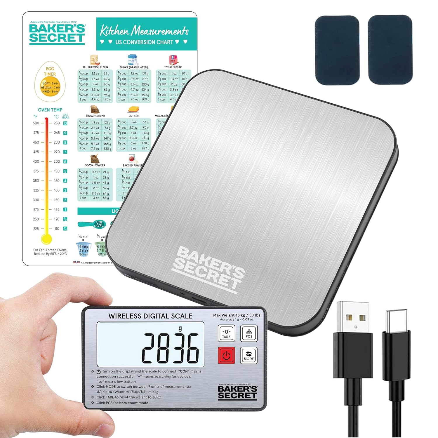 Baker's Secret Wireless Display Kitchen Scale nonstick bakeware