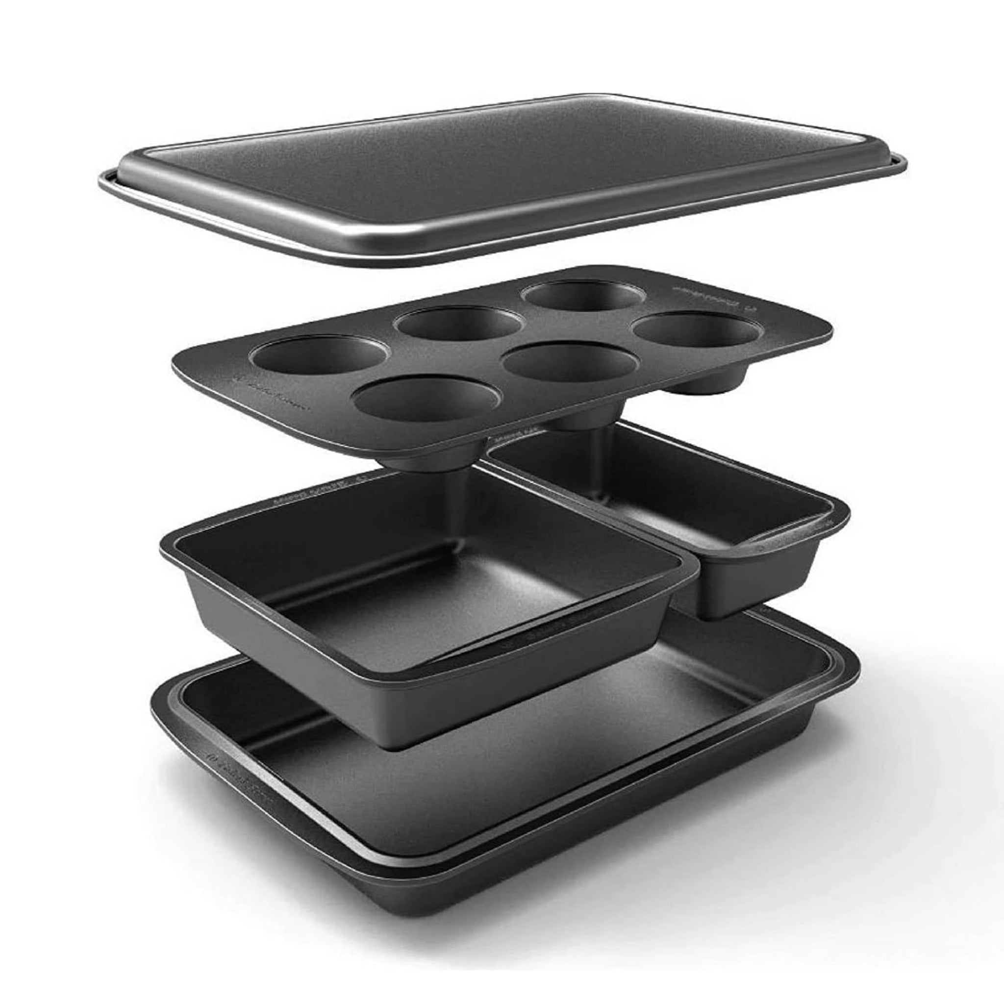 Stackable Set of 5 Bakeware Pans Easy Store™  Bakeware Sets - Baker's Secret