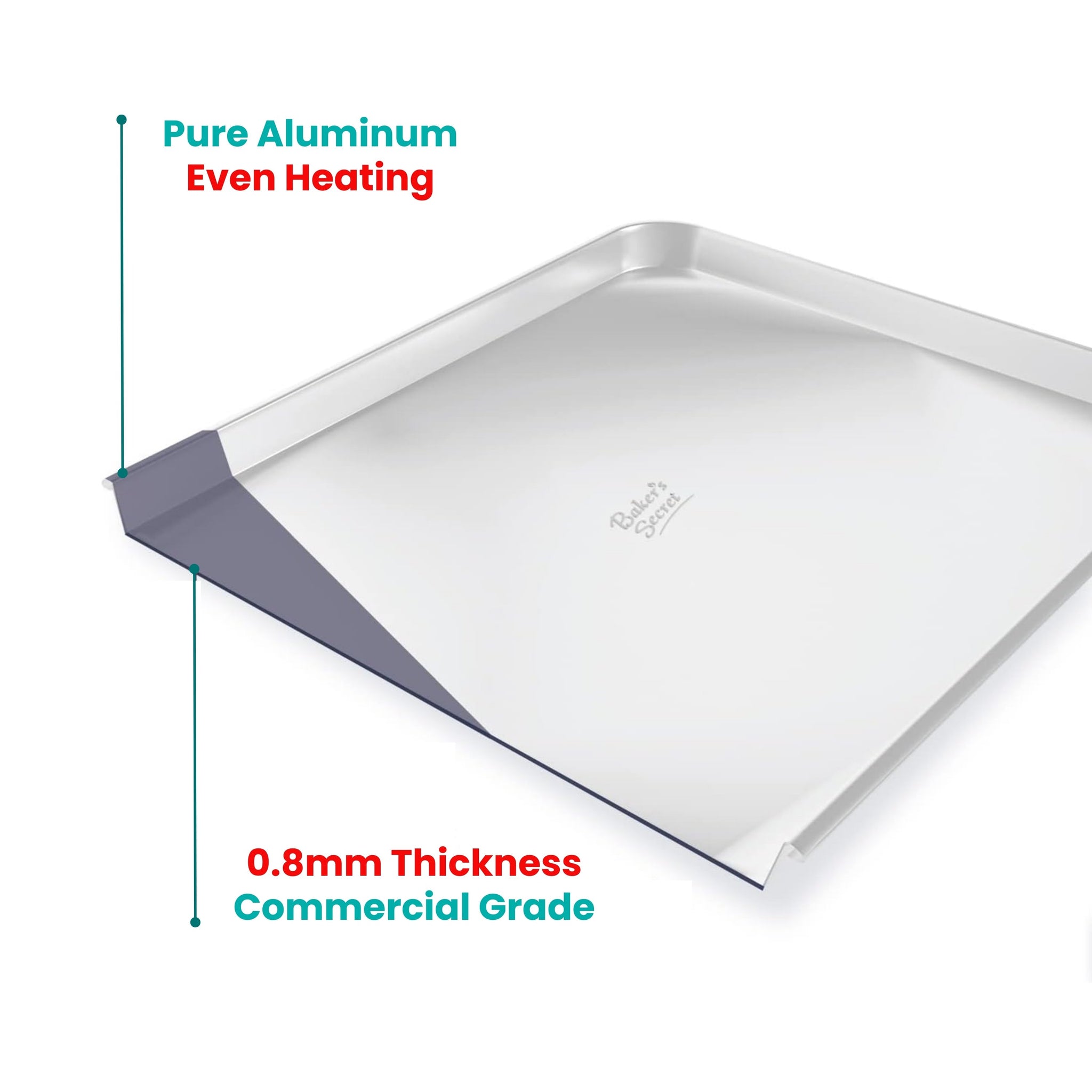 Commercial Grade Pure Aluminum Cookie Sheet - 14.5" x 10"   - Baker's Secret