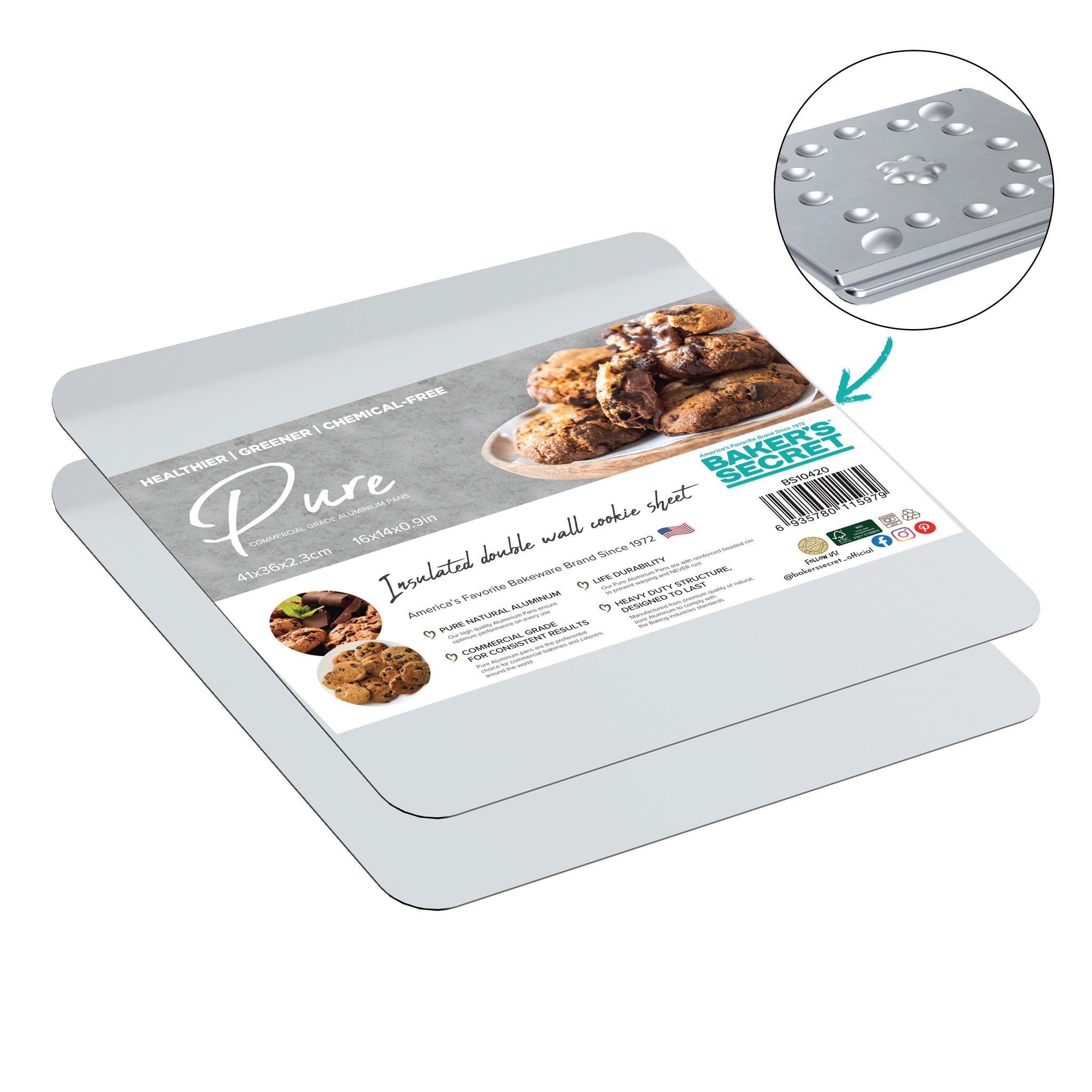 Pure Aluminum Insulated Cookie Sheet 2 Baking & Cookie Sheets - Baker's Secret
