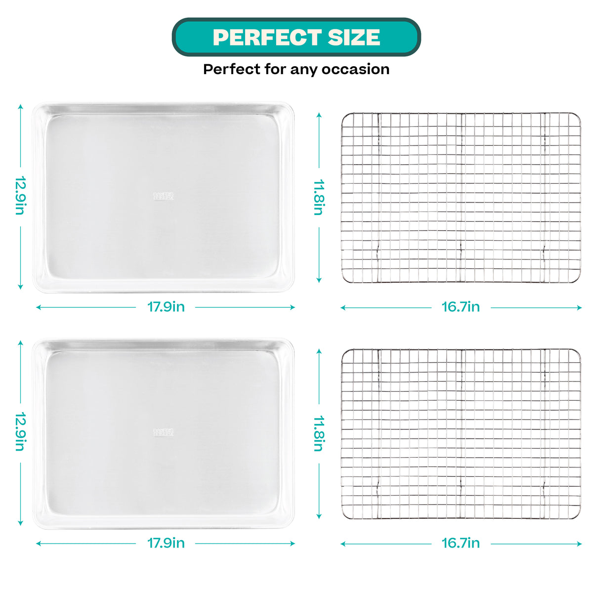 Cookie sheet and cooling rack size diagram