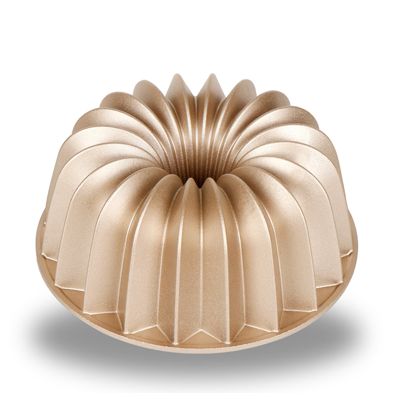 French Wreath cast aluminum fluted tube pan, champagne gold