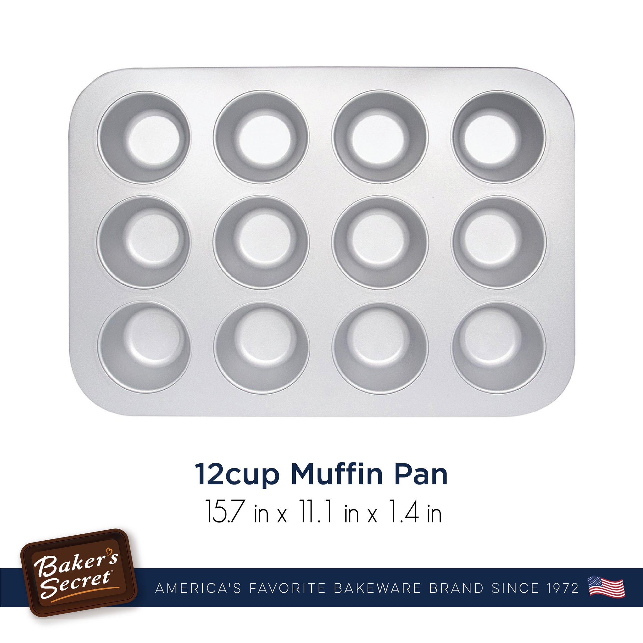 Baker's Secret Non-stick 24cups Muffin Pan, Optimum Non-Stick Performance,  Carbon Steel - Classic Collection