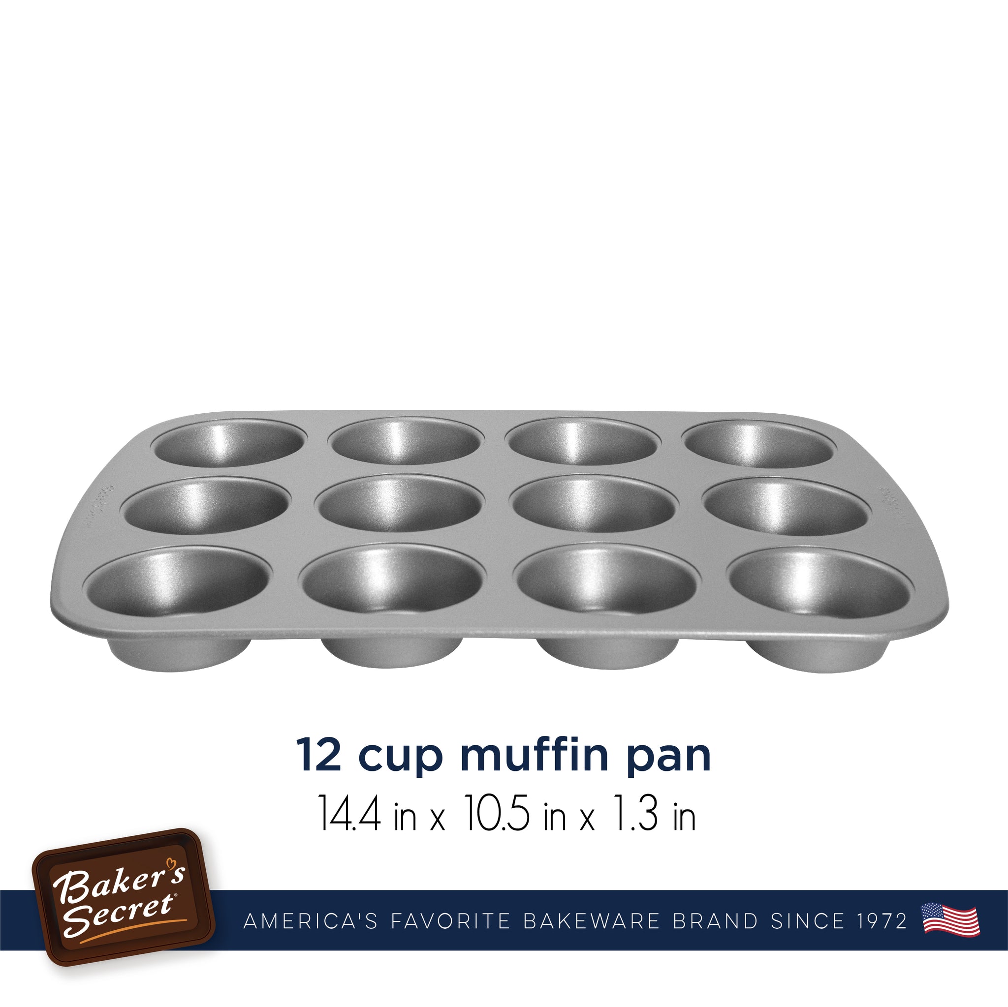 Baker's Secret Nonstick Carbon Steel Mini Muffin Pan, 24 Cups, Gray