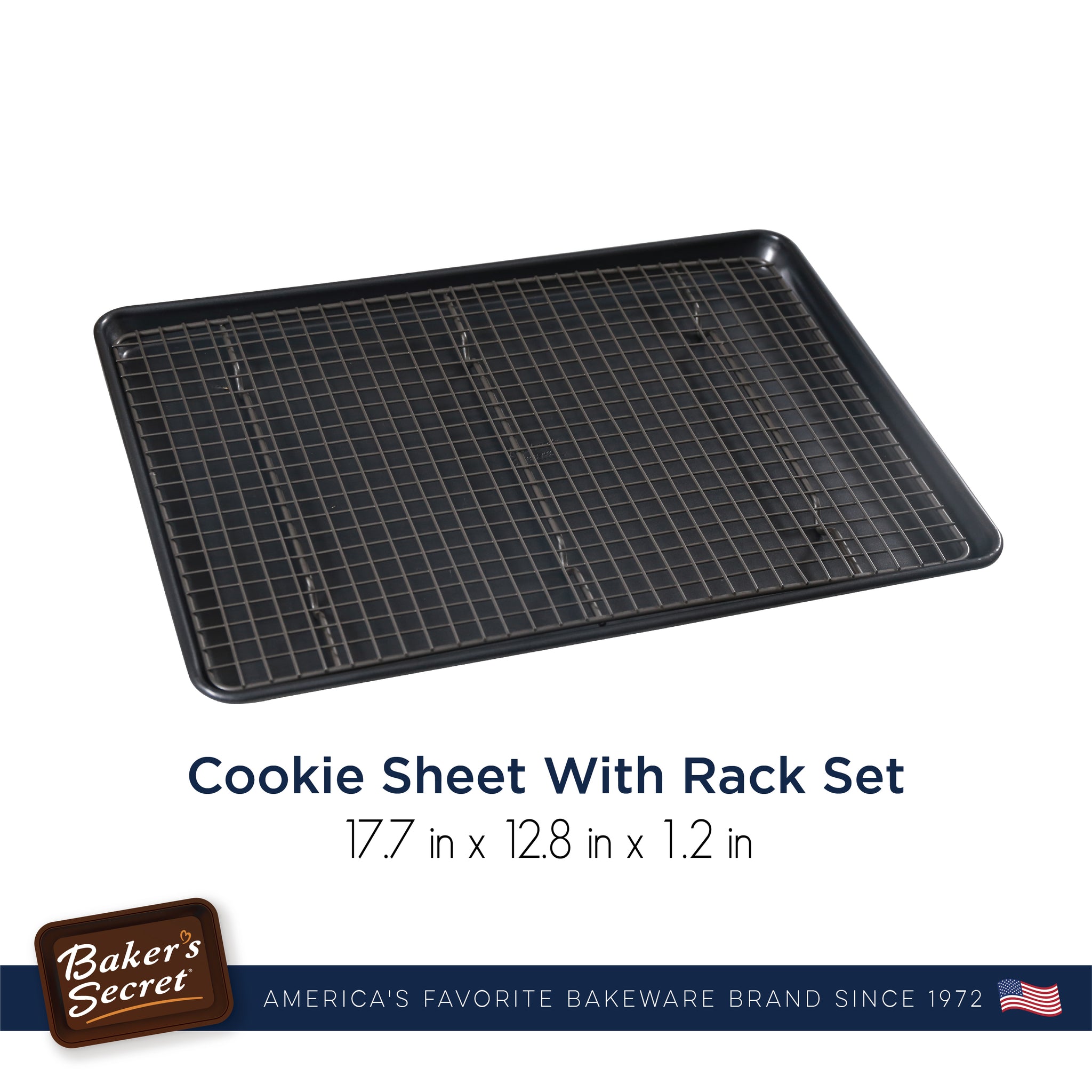 Oster Baker's Glee Stainless Steel 13in Cookie Sheet and 12in Cooling Rack  Bakeware Set in Silver