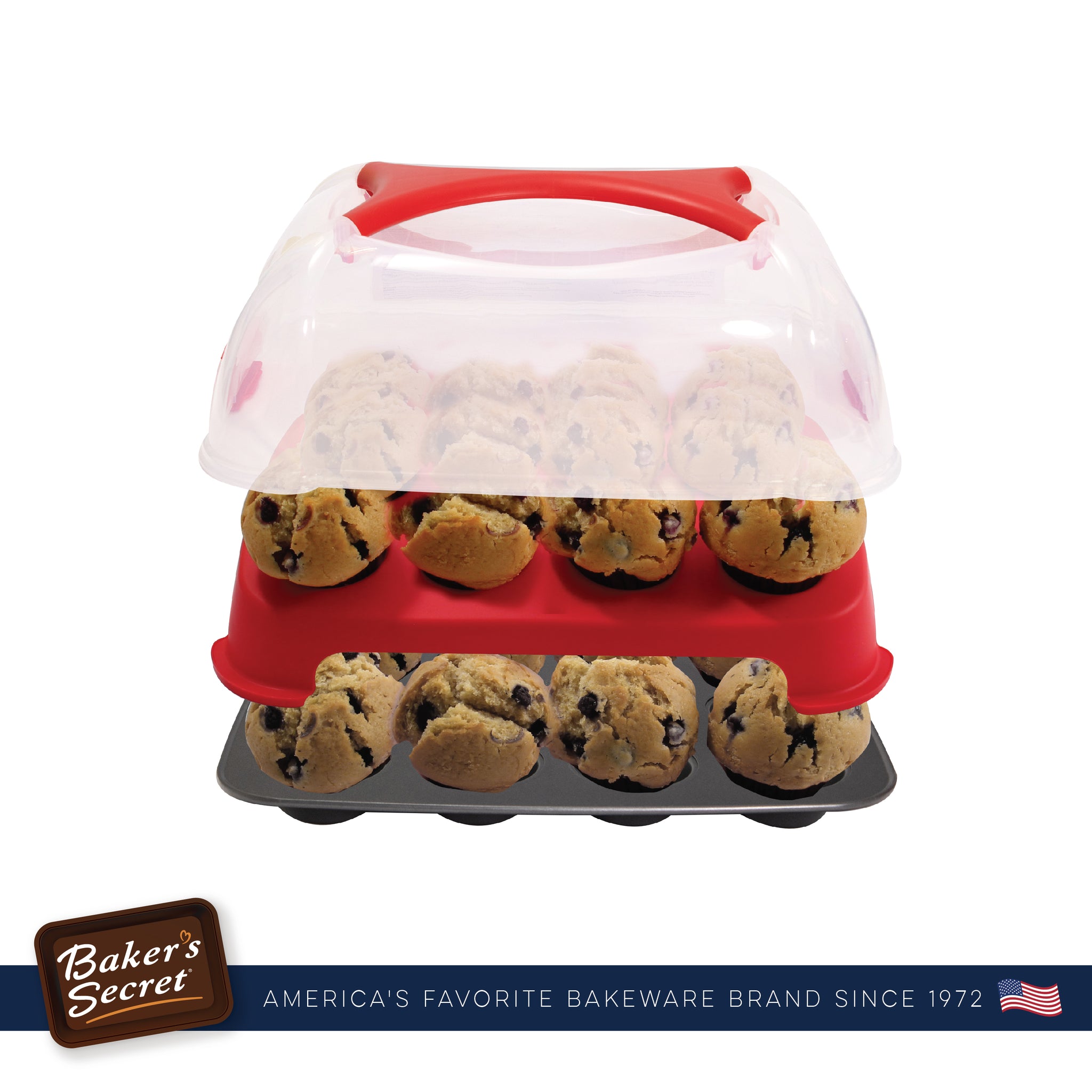 24 Cups Muffin Cake Carrier and Pan  Bakeware Sets - Baker's Secret