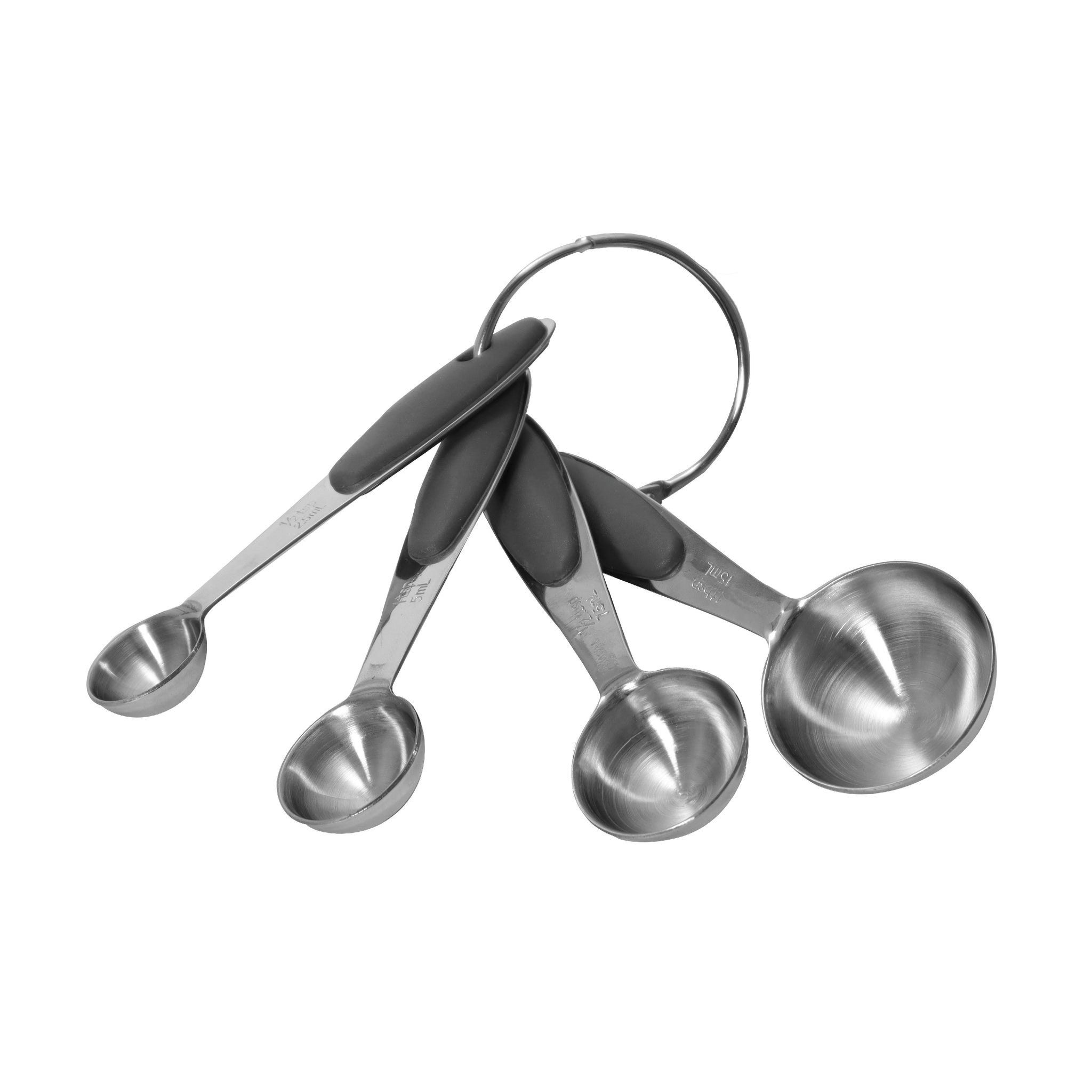 Stainless Steel Measuring Spoon Set Grey Cookware Accessories - Baker's Secret