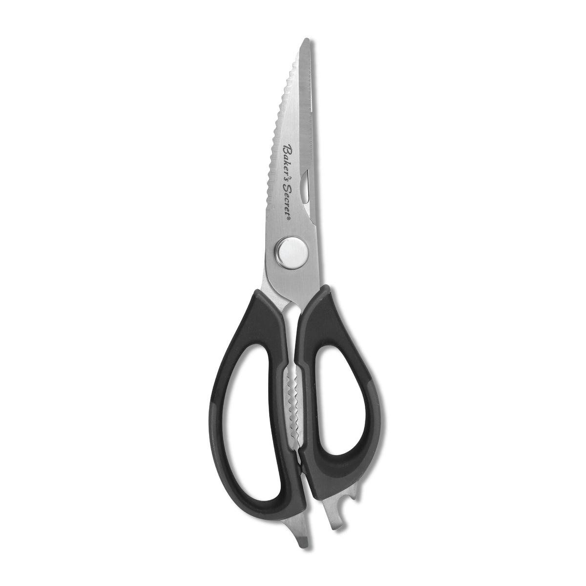 Black-handled 8.5-inch stainless steel kitchen scissors