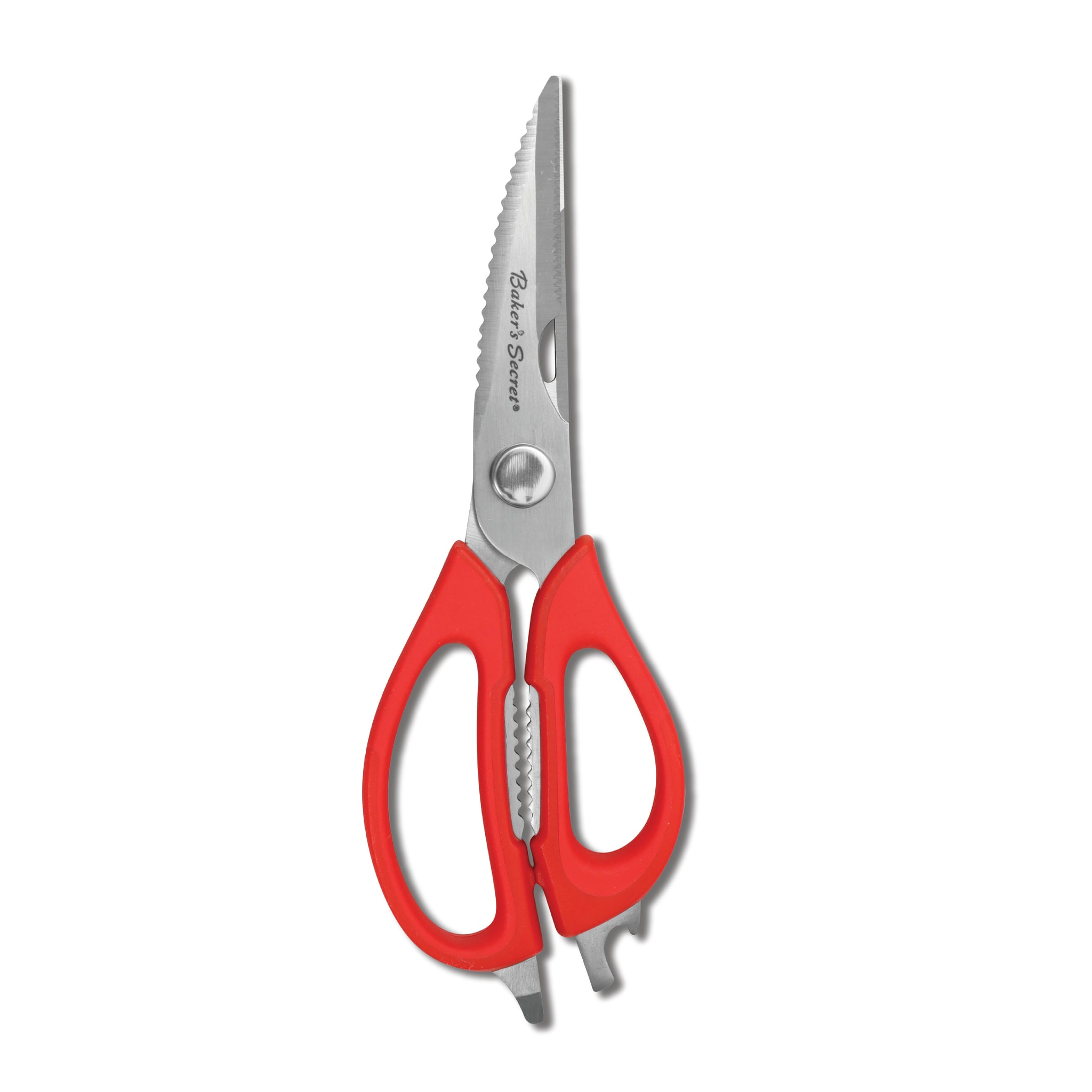 Stainless Steel Kitchen Scissors 8.5" Red Cookware Accessories - Baker's Secret