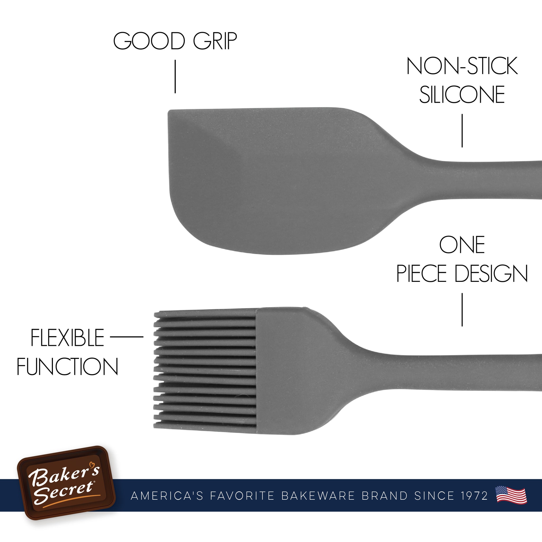 Silicone Spatula and Brush Set of 2 Baking and Cooking Utensils