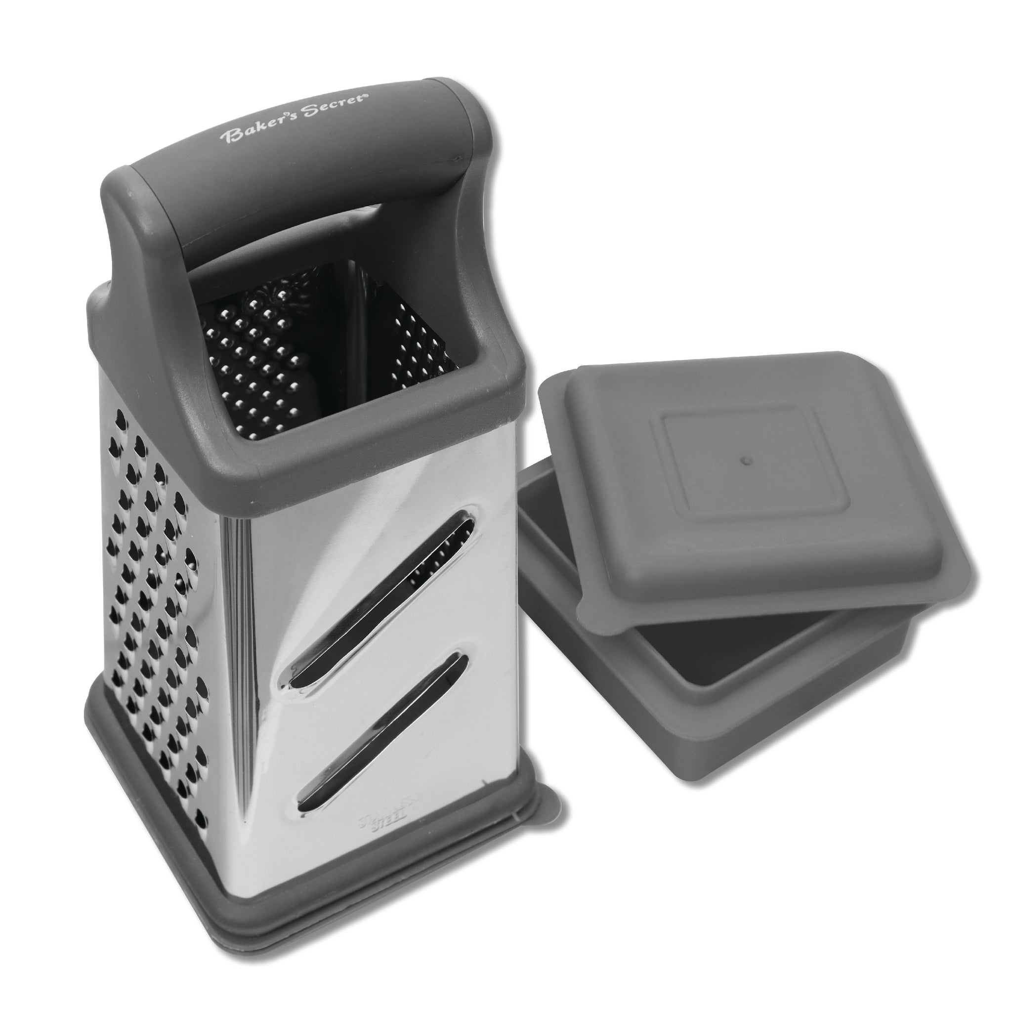 Stainless Steel Box Grater with Container Black Cookware Accessories - Baker's Secret