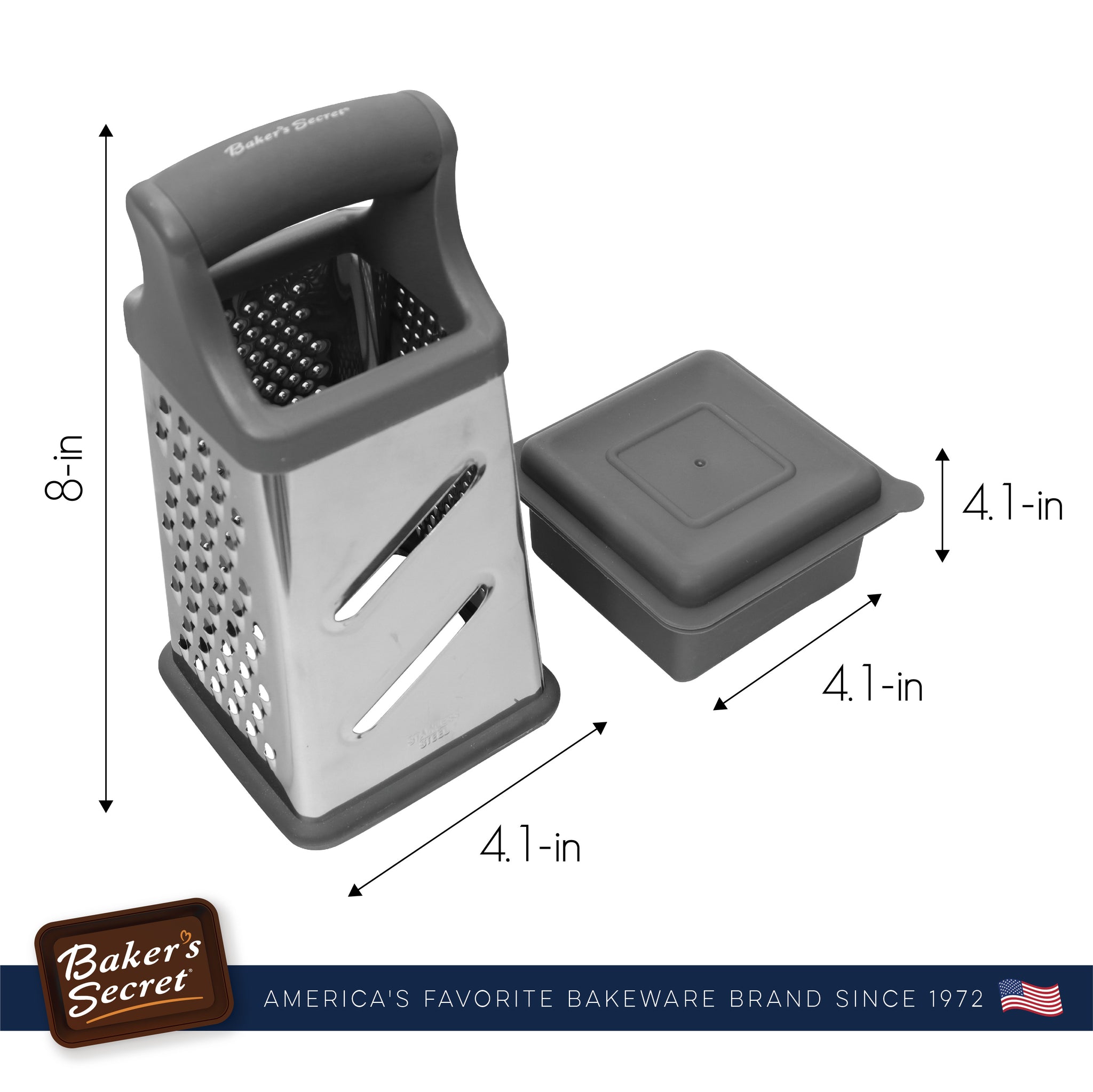 Stainless Steel Box Grater with Container  Cookware Accessories - Baker's Secret