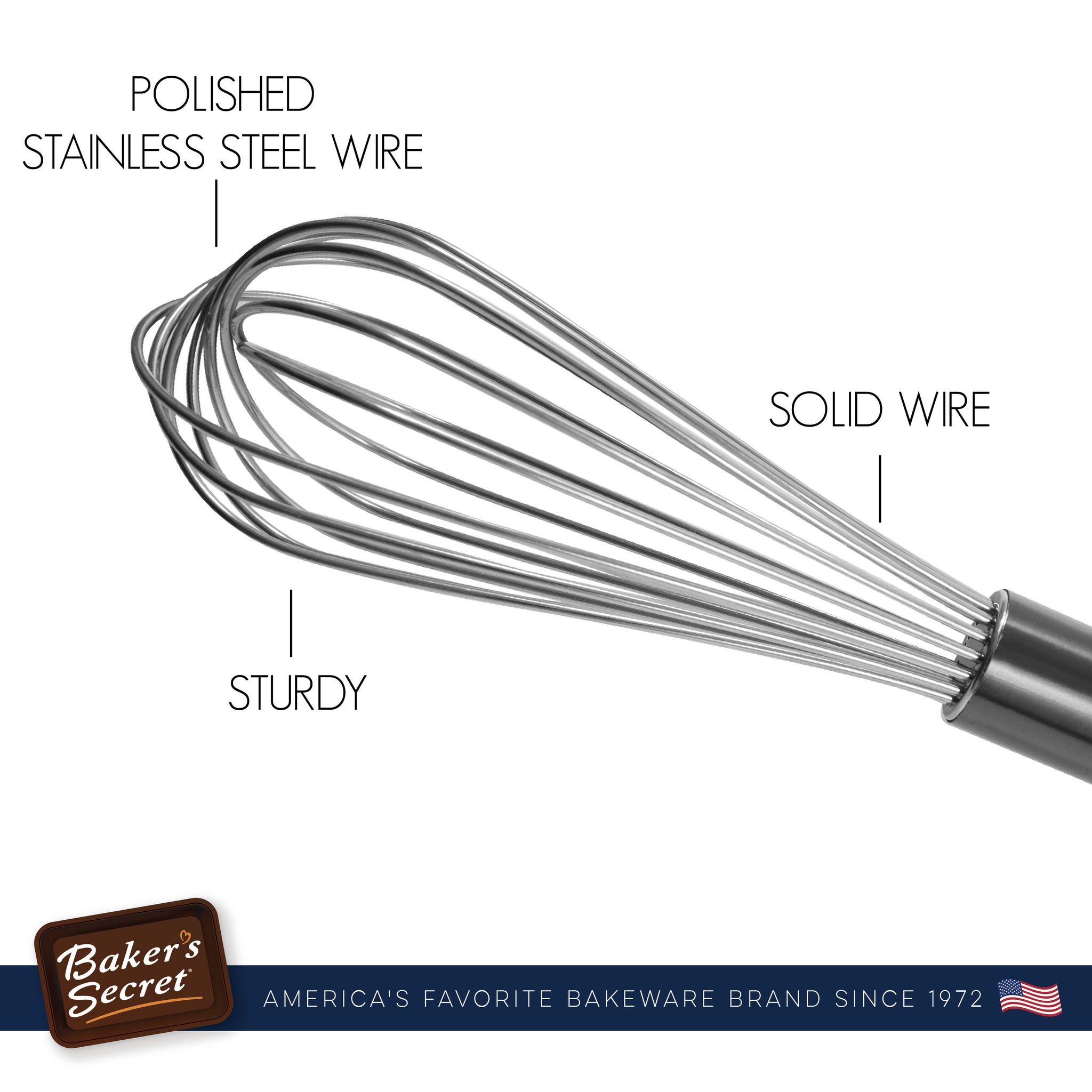 SBW10 American Metalcraft Bar Whisk, 10-1/2in.L, square, stainless