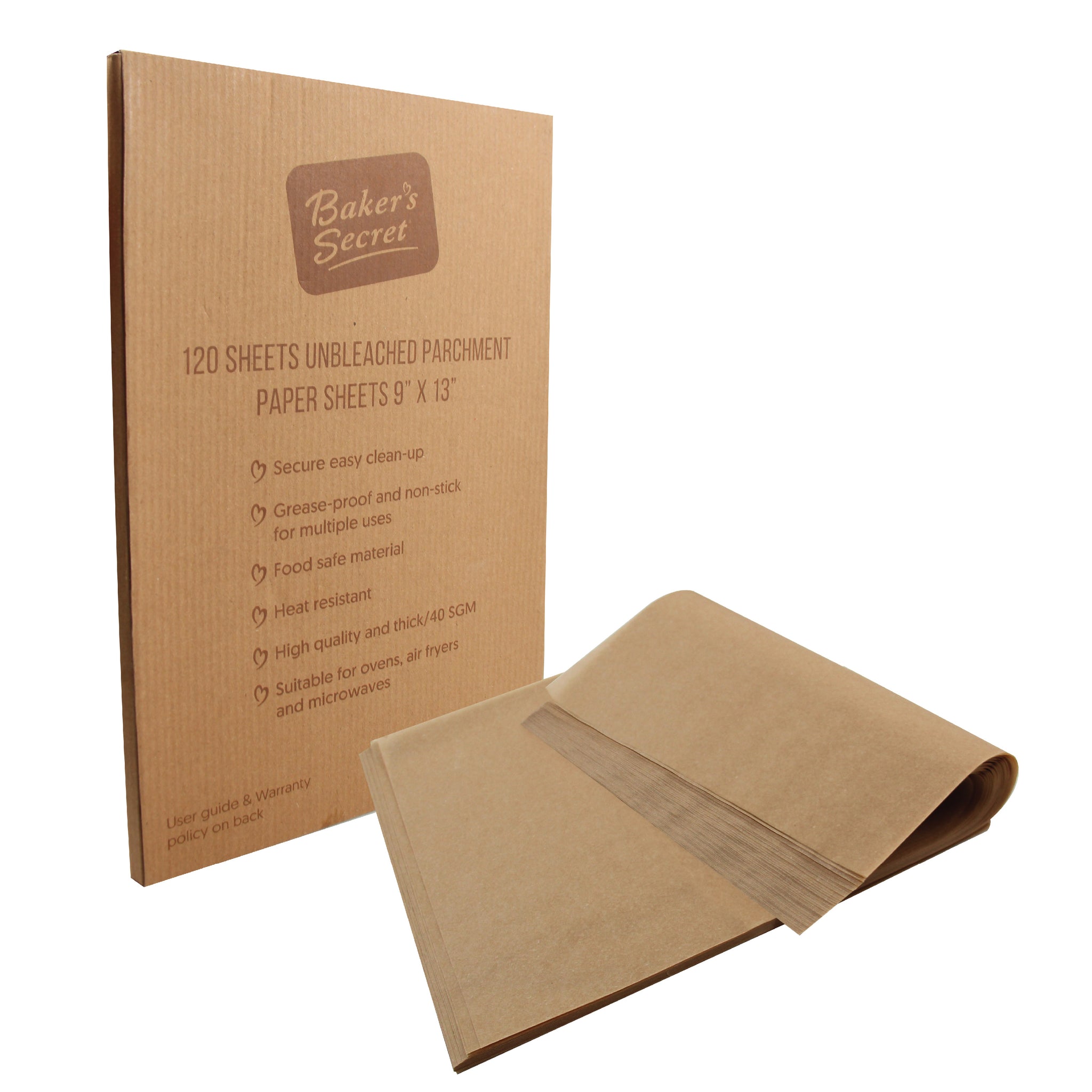 Non-stick Parchment Papers - Unbleached 9"x13" Rectangular Baking Mats & Liners - Baker's Secret