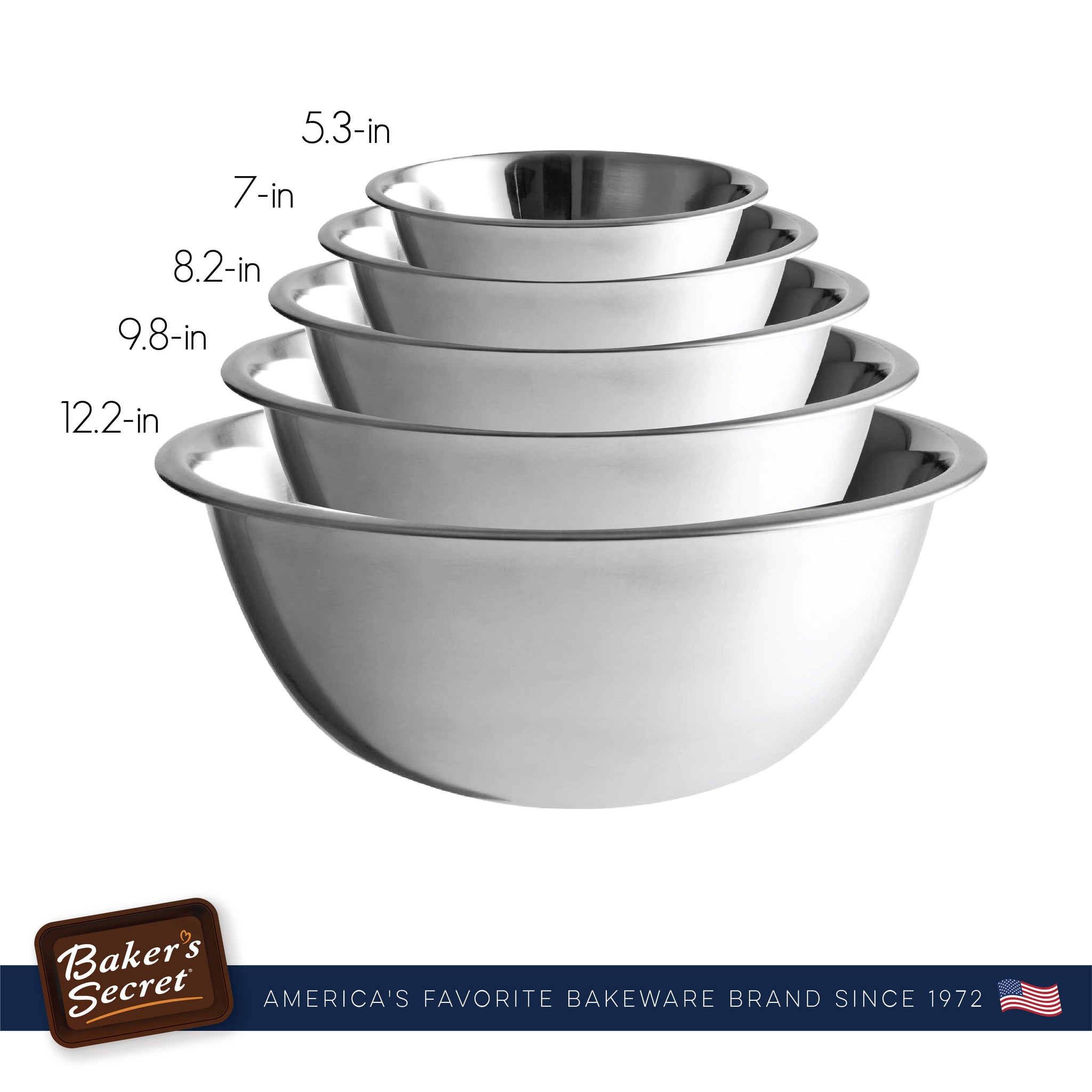Choice Standard Stainless Steel Standard Mixing Bowl Set - 5/Set