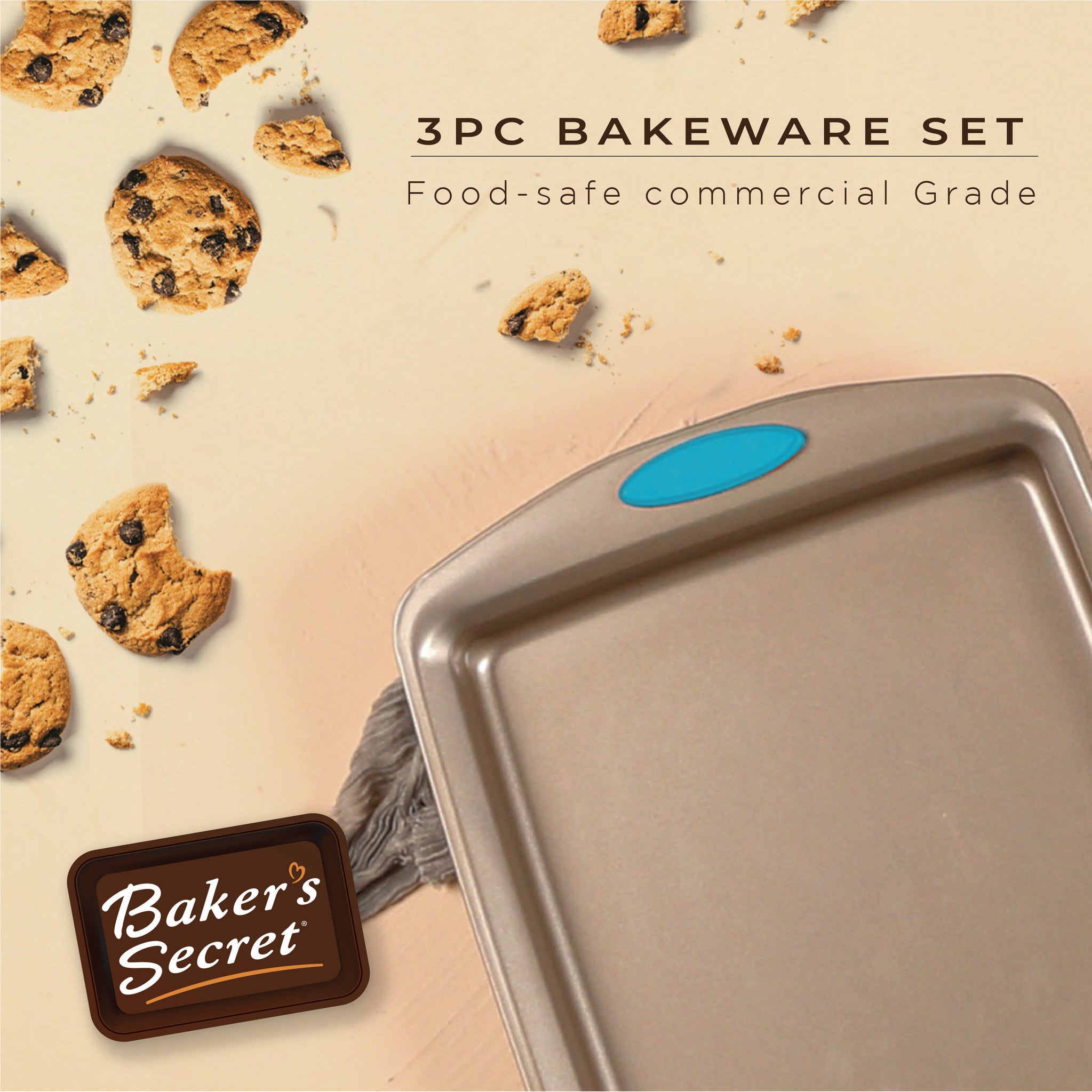 Baker's Secret Nonstick Cookie Sheet 15, Carbon Steel Medium Size Cookie  Tray with Premium Food-Grade Coating, Non-stick Cookie Sheet, Bakeware  Baking Accessories - Classic Collection