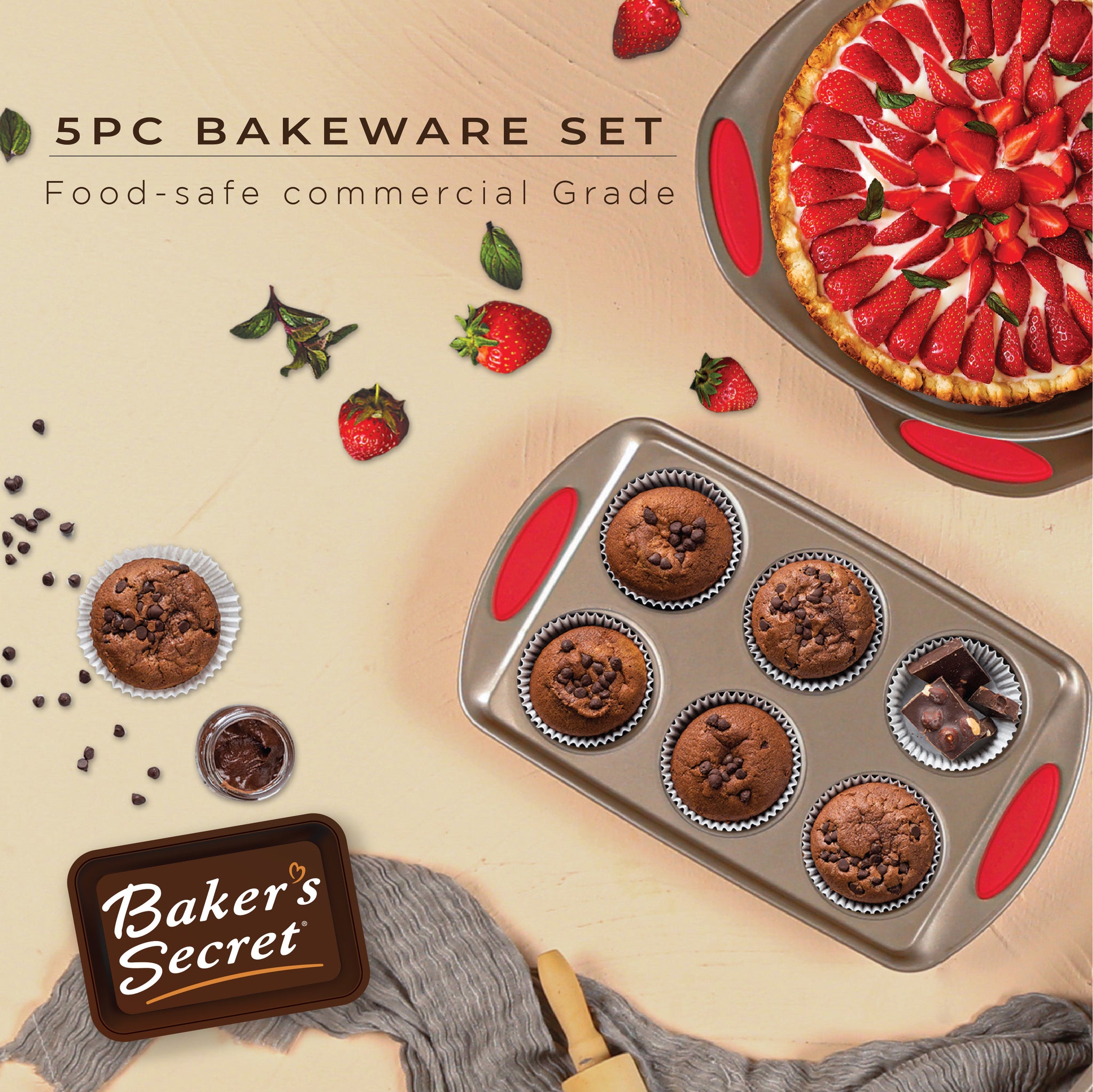 Bakeware Set of 5 with Lid  Bakeware Sets - Baker's Secret