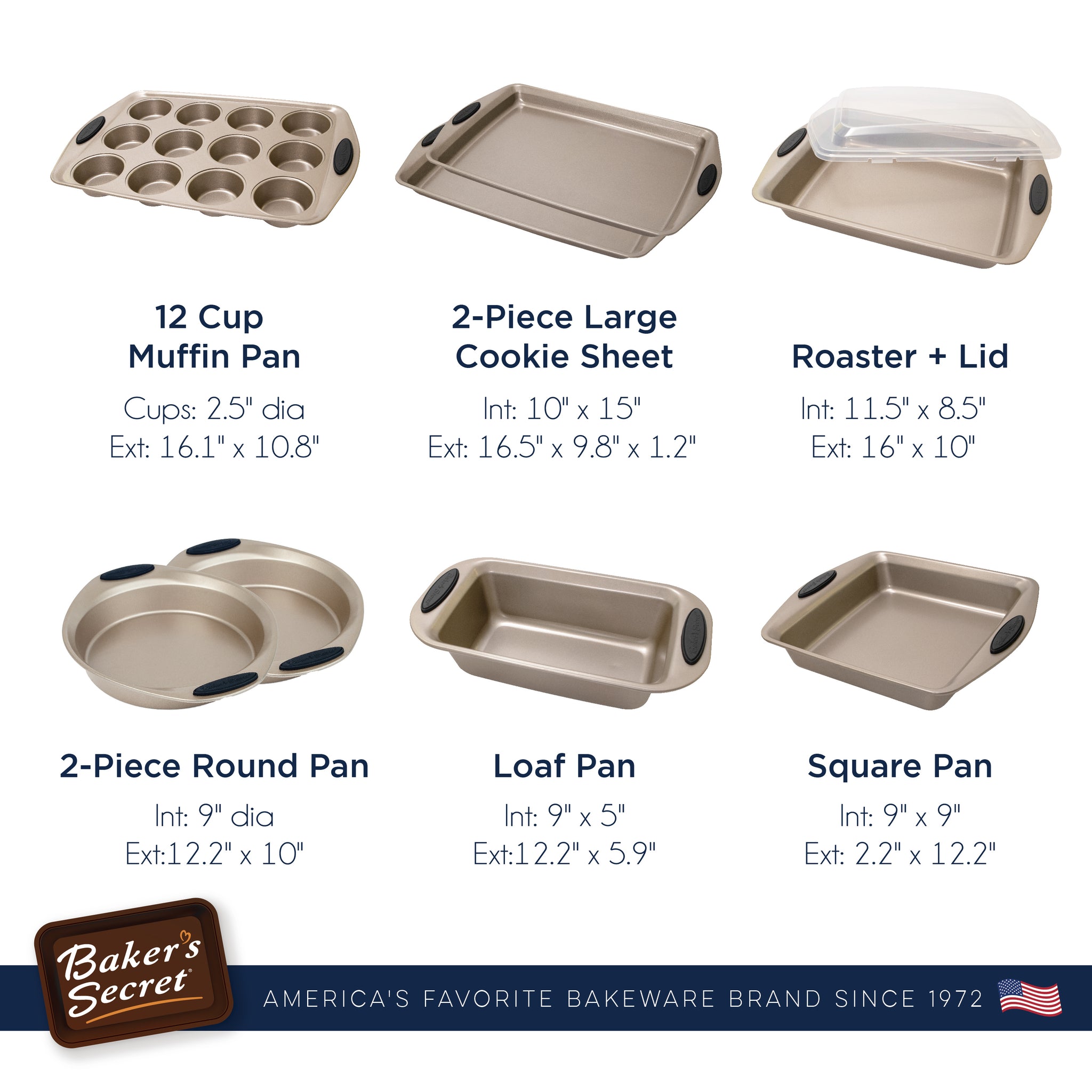 Baker's Secret 12.6 High Bakeware Set 9 Pieces | Mathis Home