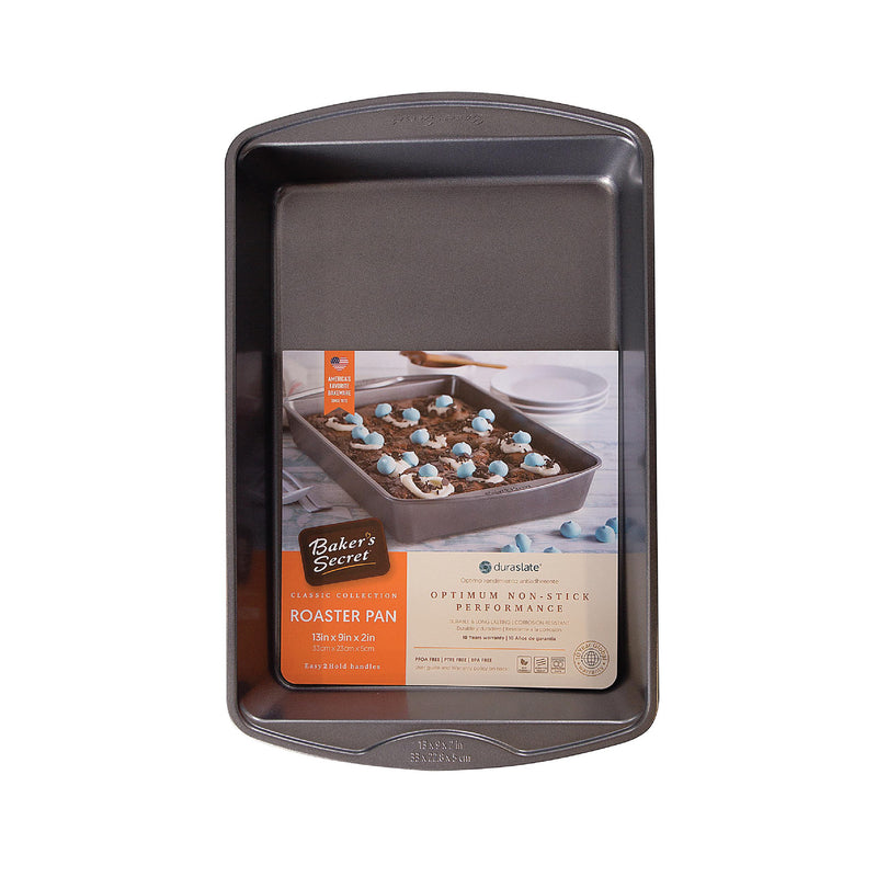 Baker's Secret 13 x 9 inch nonstick roaster pan in its retail sleeve