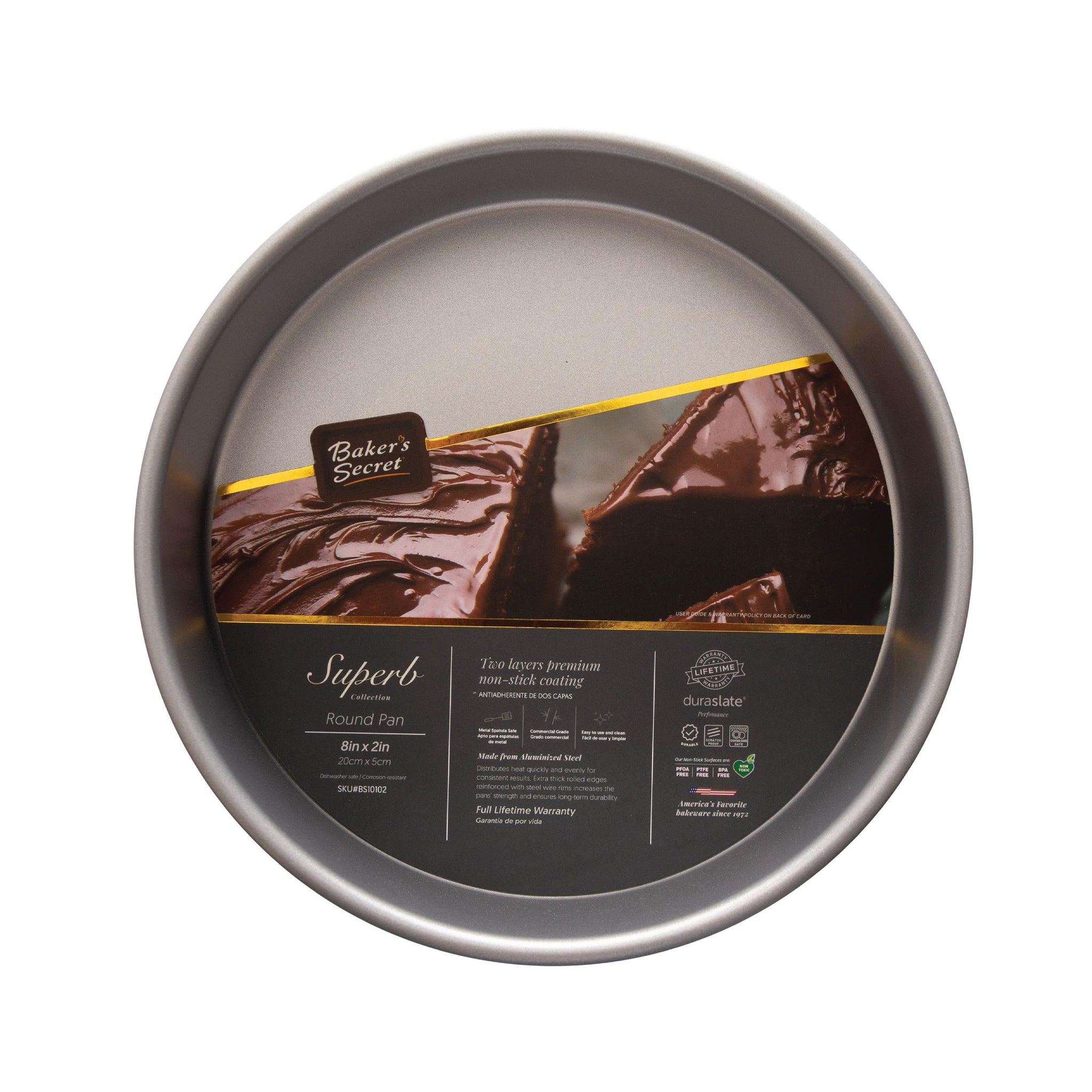 Aluminized Steel Round Cake Pan 8"  Cake Pans & Molds - Baker's Secret