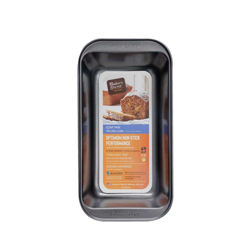 Baker's Secret 11 x 6 inch nonstick loaf pan in its retail sleeve
