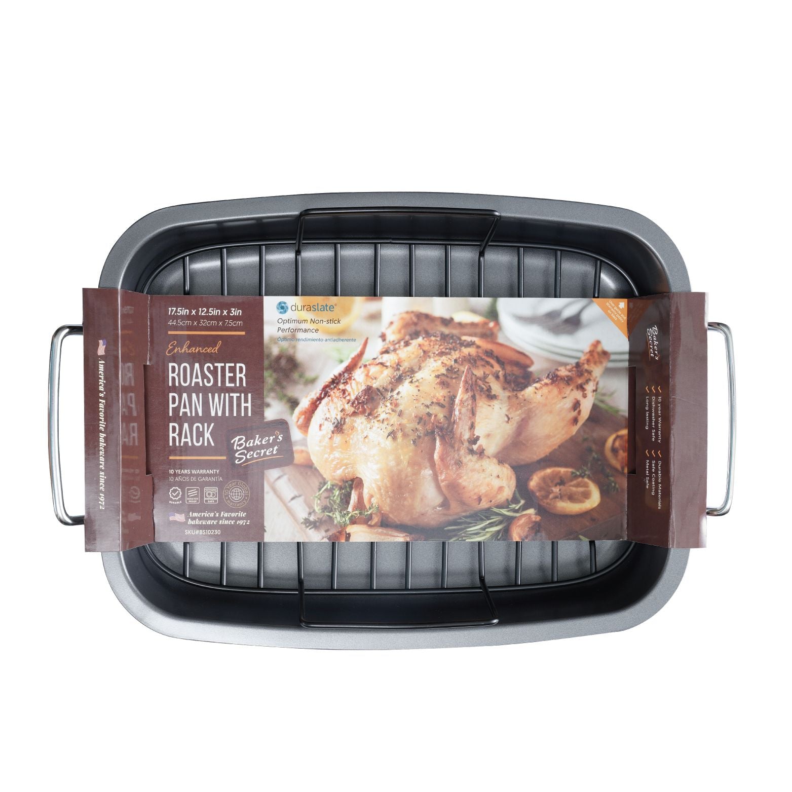 Heavy Gauge Roaster with Rack 15.75" x 11.5"   - Baker's Secret