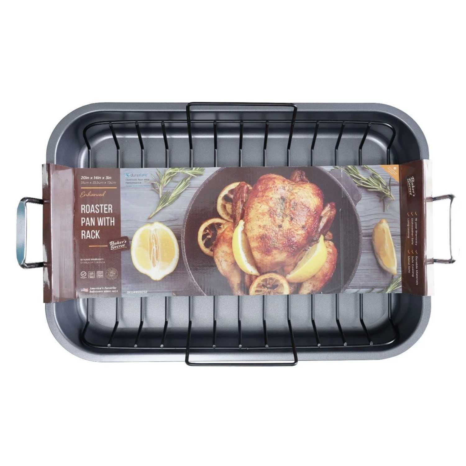Large Roaster with Rack 19" x 13"   - Baker's Secret